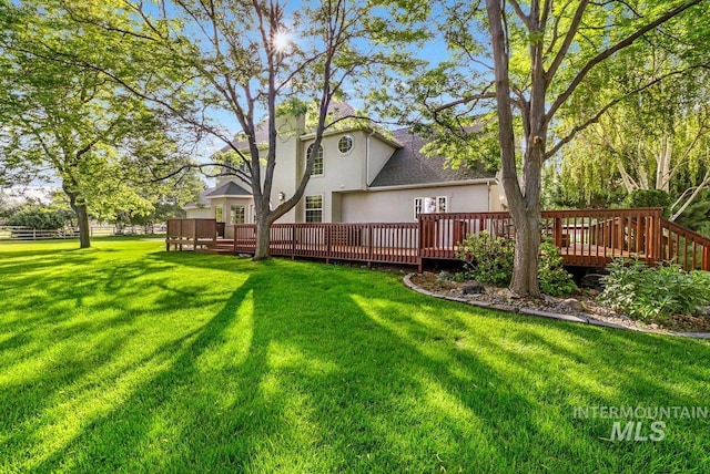 3283 Willow Cir, Twin Falls, ID 83301 - view of grassy yard with a deck
