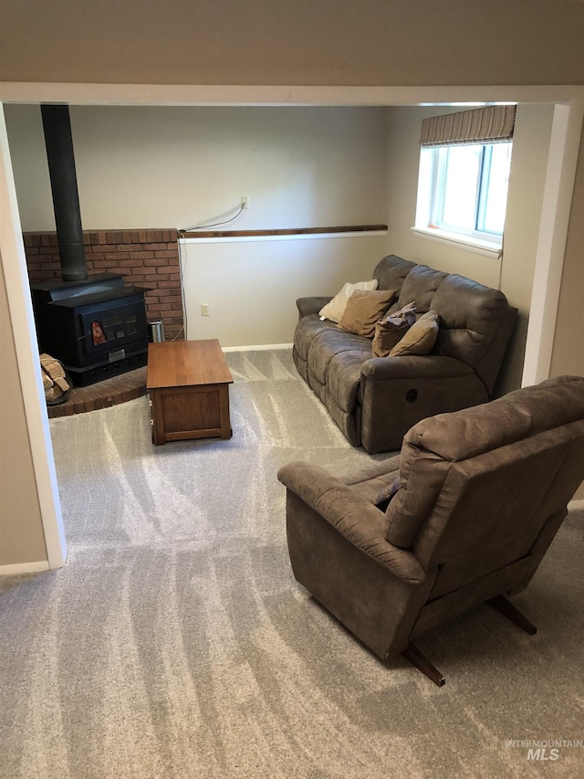 2726 Fairmont Dr, Burley, ID 83318 - living room featuring carpet and a wood stove