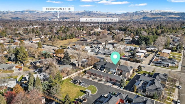 drone / aerial view with a mountain view