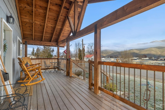 deck with a mountain view