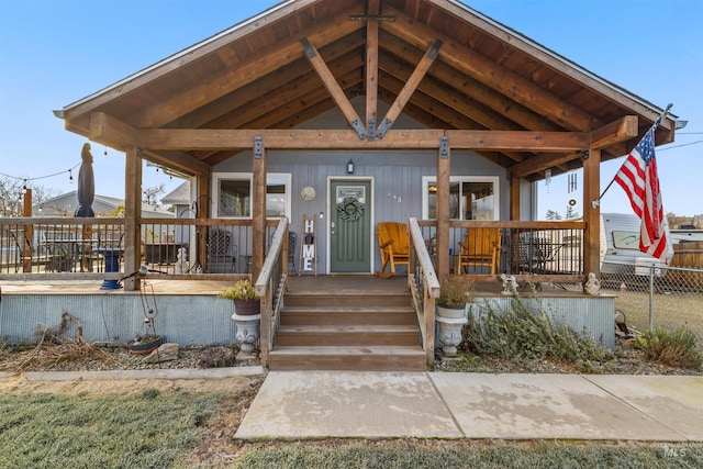 view of front of house with covered porch