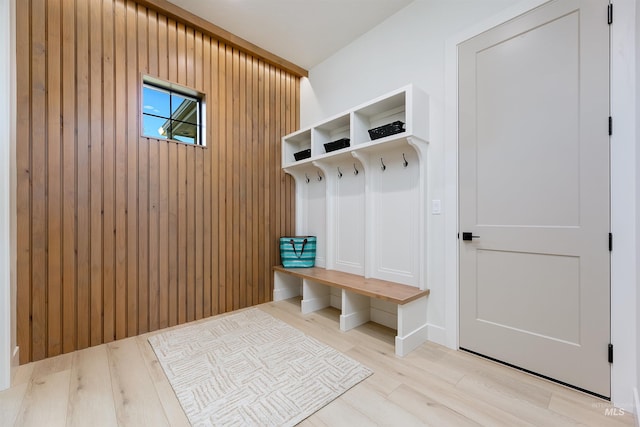 mudroom with light wood-type flooring