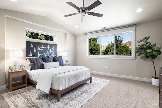 5826 E Playwright St, Boise, ID 83716 - carpeted bedroom with vaulted ceiling, recessed lighting, and a ceiling fan