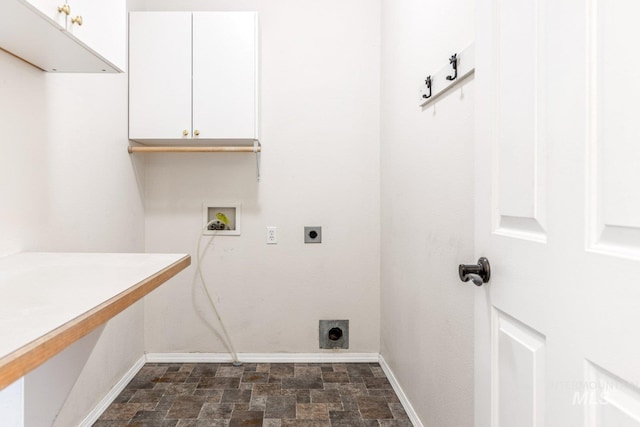 laundry area with cabinets, electric dryer hookup, and hookup for a washing machine