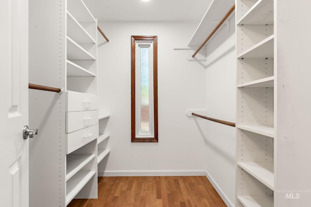 spacious closet with wood finished floors