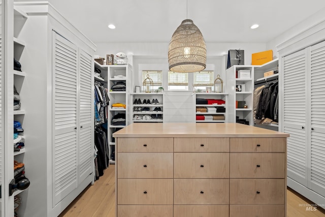 spacious closet with light wood-style floors