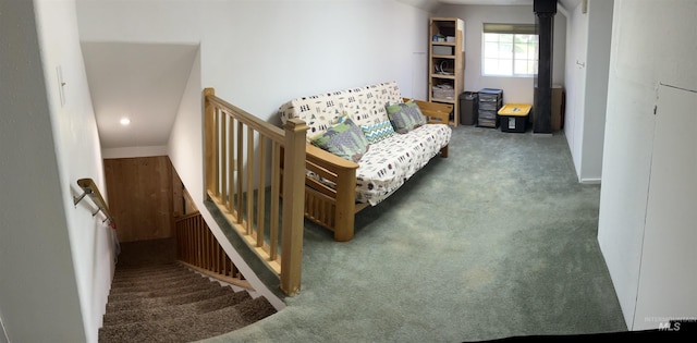 sitting room with carpet flooring and recessed lighting