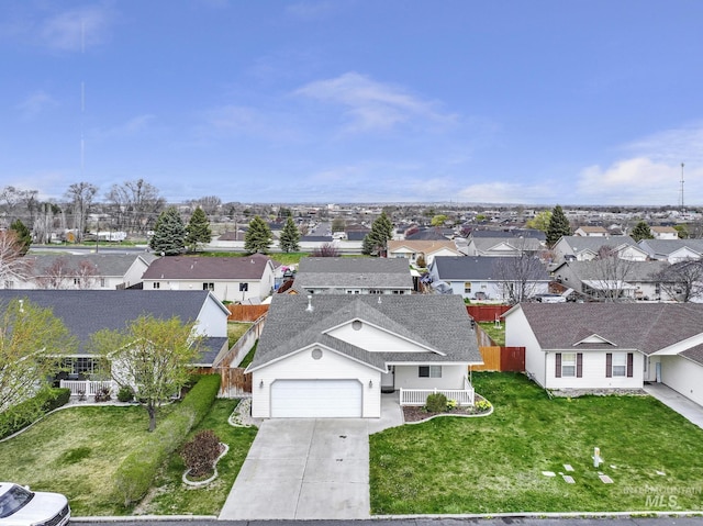 aerial view featuring a residential view