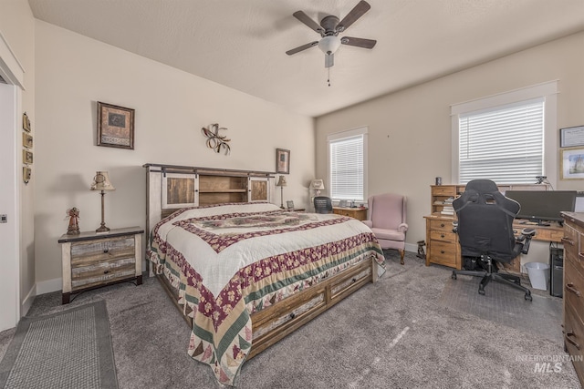 420 Poppy St, Fruitland, ID 83619 - carpeted bedroom featuring multiple windows, an office area, ceiling fan, and baseboards
