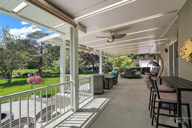4545 N Columbine St, Boise, ID 83646 - view of patio featuring outdoor dining space, ceiling fan, and an outdoor hangout area