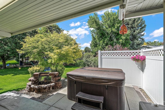 4545 N Columbine St, Boise, ID 83646 - view of patio with a hot tub