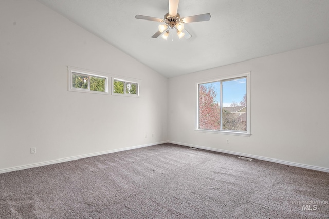 1452 E Pistioa Dr, Meridian, ID 83642 - carpeted empty room with healthy amount of natural light, lofted ceiling, and a ceiling fan