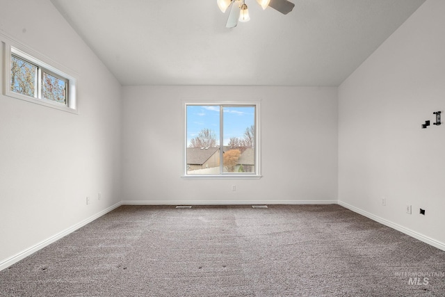 1452 E Pistioa Dr, Meridian, ID 83642 - spare room with plenty of natural light, carpet, a ceiling fan, and vaulted ceiling