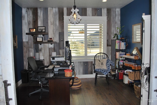 office area featuring wood finished floors