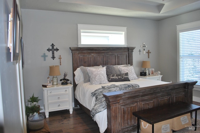 bedroom featuring dark wood-type flooring