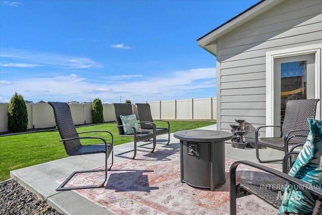 view of patio featuring a fenced backyard