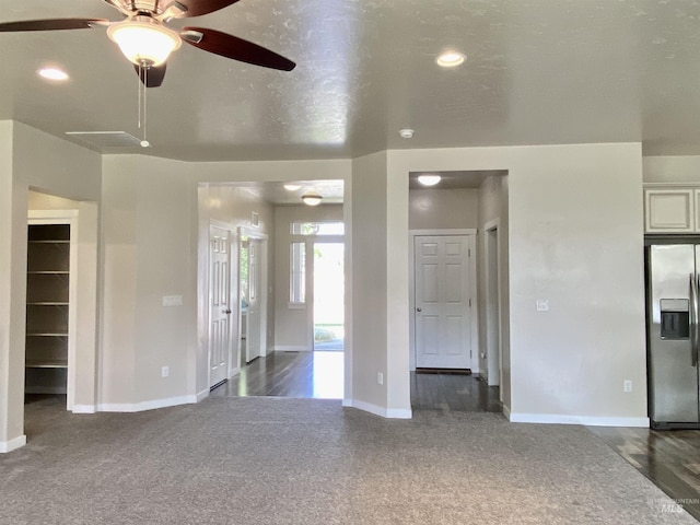 1756 N Hornback Ave, Star, ID 83669 - unfurnished living room with baseboards, carpet flooring, a ceiling fan, and recessed lighting