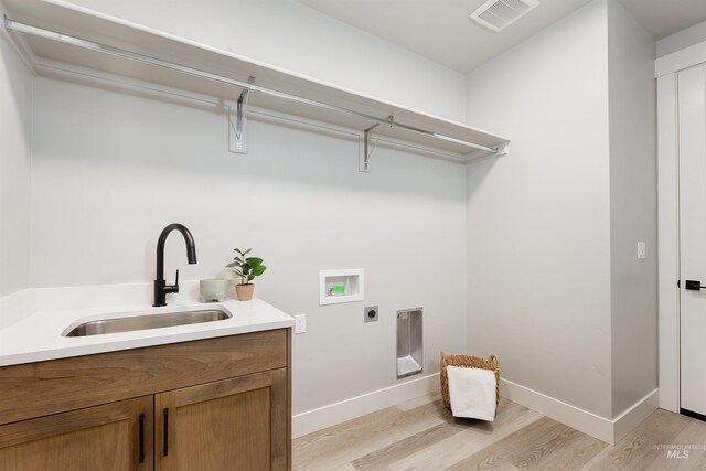 652 N Morning Glory, Eagle, ID 83616 - laundry area featuring a sink, light wood finished floors, visible vents, electric dryer hookup, and washer hookup