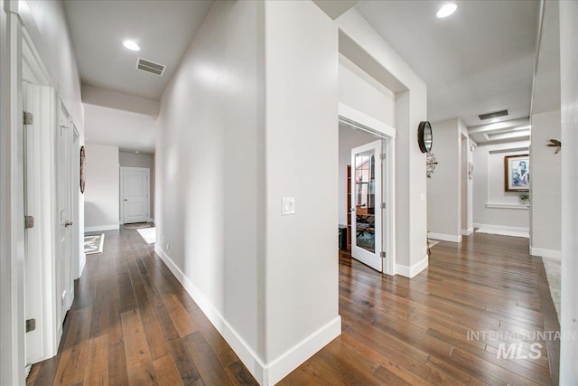 hall featuring dark hardwood / wood-style flooring