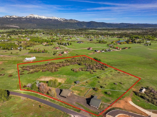 41 Knob Hill Dr, Mccall, ID 83638 - aerial overview of property's location with property parcel outlined and a mountainous background