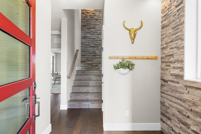 6799 E Warm Springs Ave, Boise, ID 83716 - stairs with wood finished floors and baseboards