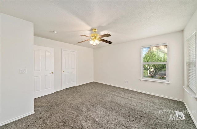 431 N David Frost St, Nampa, ID 83651 - unfurnished bedroom featuring carpet floors, a ceiling fan, baseboards, and a textured ceiling