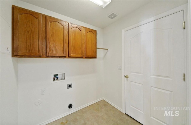 431 N David Frost St, Nampa, ID 83651 - laundry area featuring washer hookup, cabinet space, hookup for an electric dryer, light floors, and baseboards