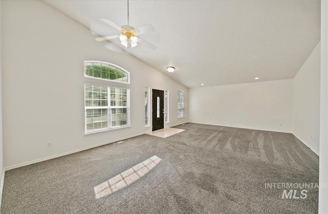 431 N David Frost St, Nampa, ID 83651 - carpeted empty room with vaulted ceiling, ceiling fan, and baseboards