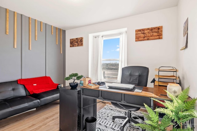 office area featuring light wood-style floors