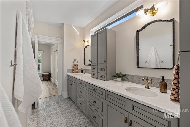 25580 Gooseberry Ln, Caldwell, ID 83607 - bathroom with double vanity and tile patterned floors