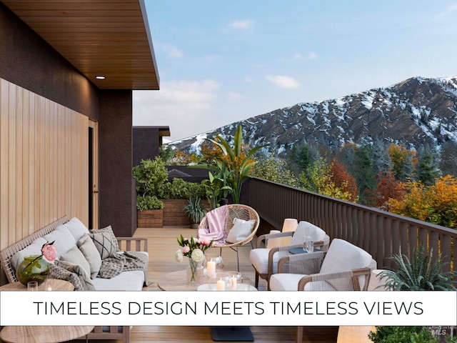 317 N River St Unit 3, Hailey, ID 83333 - balcony featuring a deck with mountain view and an outdoor living space