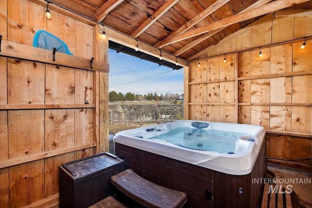2672 E 4000 N, Twin Falls, ID 83301 - miscellaneous room with wood ceiling, a jacuzzi, and wood walls