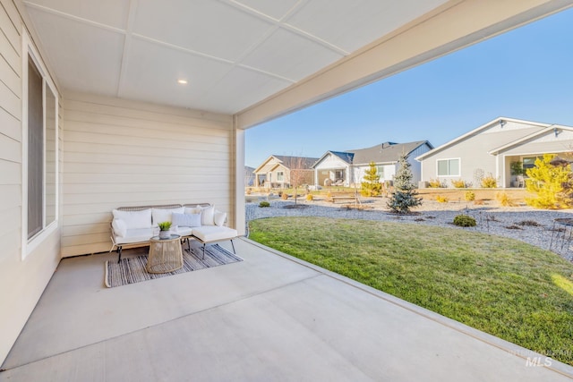 view of patio featuring an outdoor hangout area