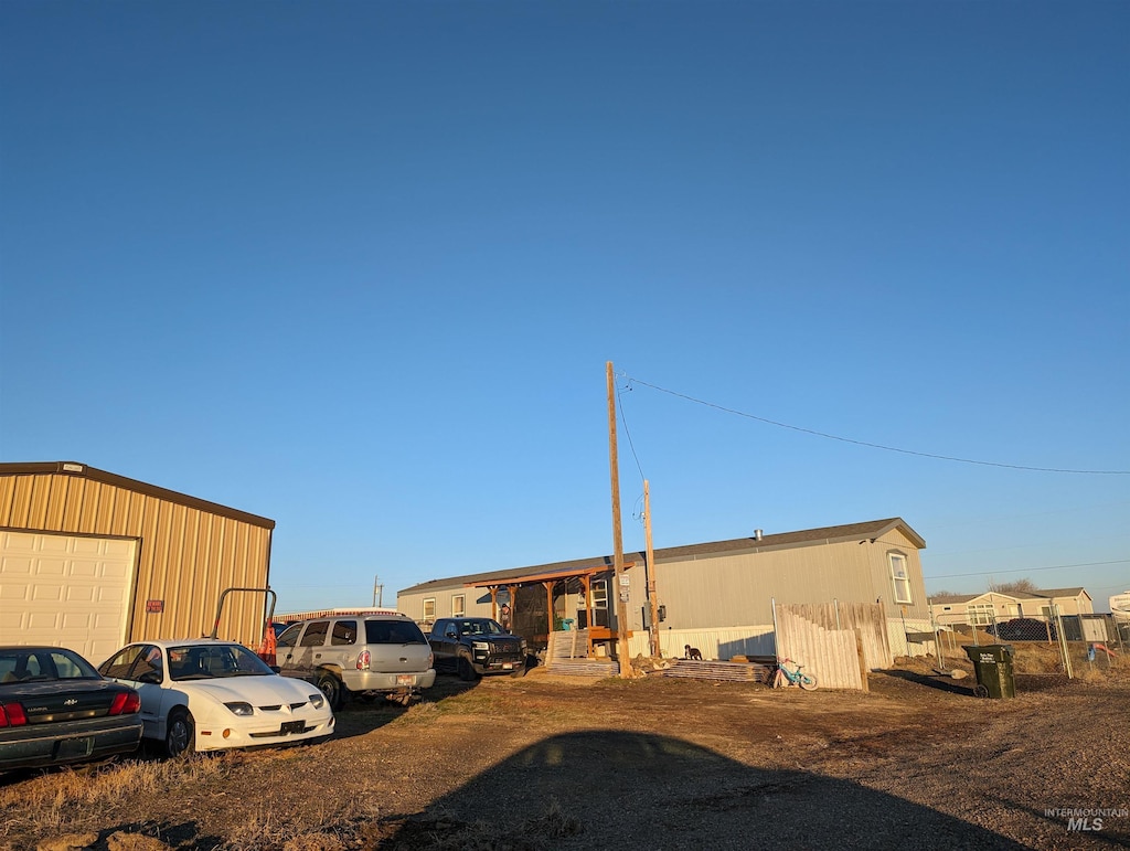 exterior space with a garage