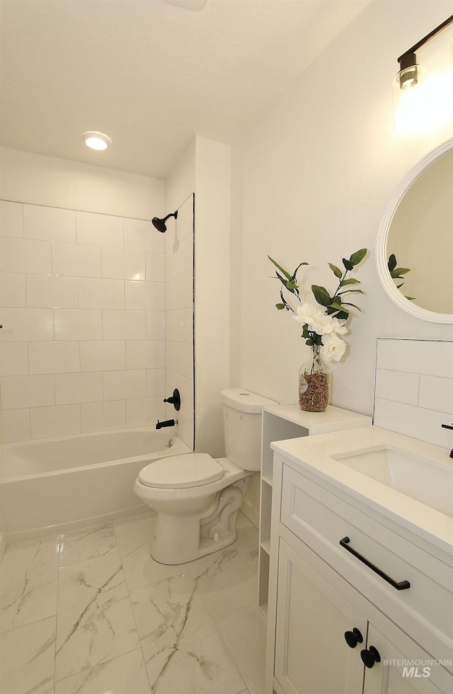324 Nectarine, Nampa, ID 83686 - full bath with vanity, shower / washtub combination, marble look tiles, and recessed lighting