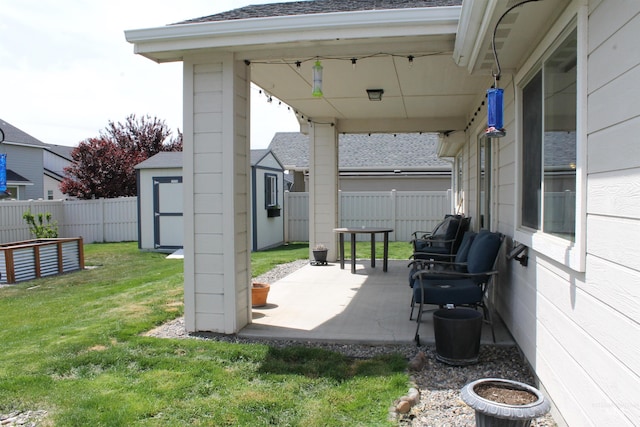 4951 W Torana St, Meridian, ID 83646 - view of patio / terrace with a shed and an outdoor structure