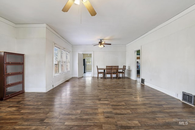 1631 Poplar Ave, Twin Falls, ID 83301 - interior space with crown molding, a ceiling fan, visible vents, and wood finished floors