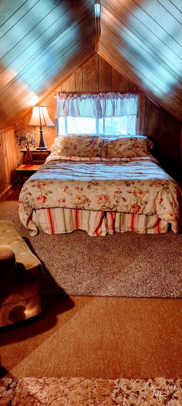 11 Turner Cir, Boise, ID 83716 - bedroom featuring vaulted ceiling, wooden walls, and wooden ceiling
