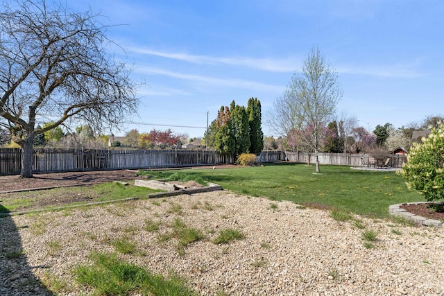 view of yard with a fenced backyard
