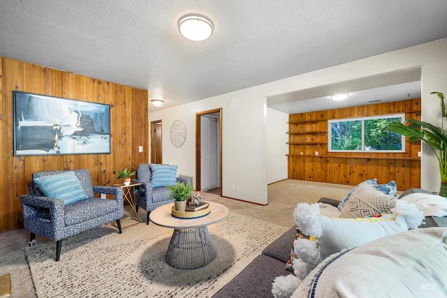 4130 S Ticonderoga Way, Boise, ID 83706 - living area with wooden walls, carpet flooring, a textured ceiling, and baseboards