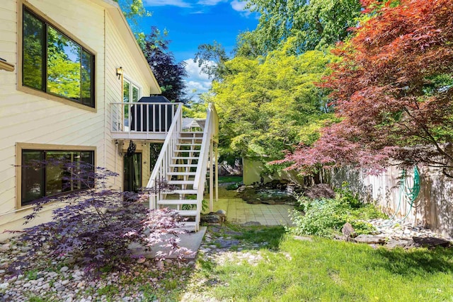 4130 S Ticonderoga Way, Boise, ID 83706 - view of yard featuring stairs and a wooden deck