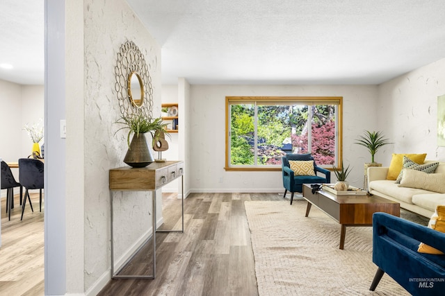 4130 S Ticonderoga Way, Boise, ID 83706 - living room with wood finished floors, baseboards, and a textured ceiling