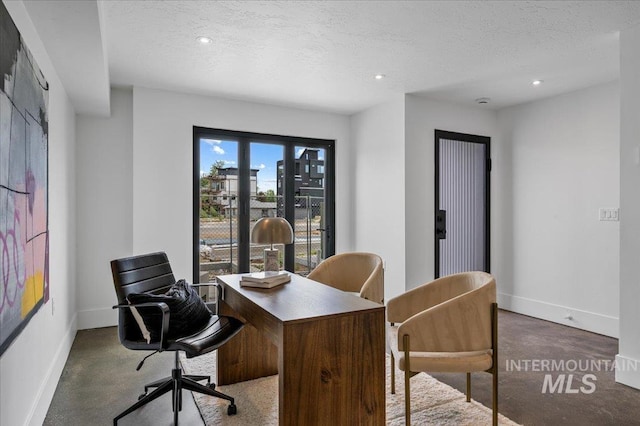 333 E Palapa Ln, Garden City, ID 83714 - office featuring baseboards, a textured ceiling, and recessed lighting