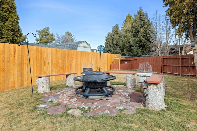 view of yard with a patio and a fenced backyard