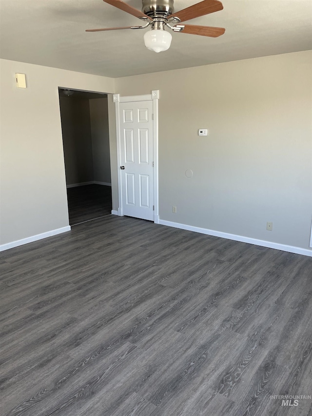 255 Elm, Vale, OR 97918 - spare room with a ceiling fan, baseboards, and dark wood-style flooring