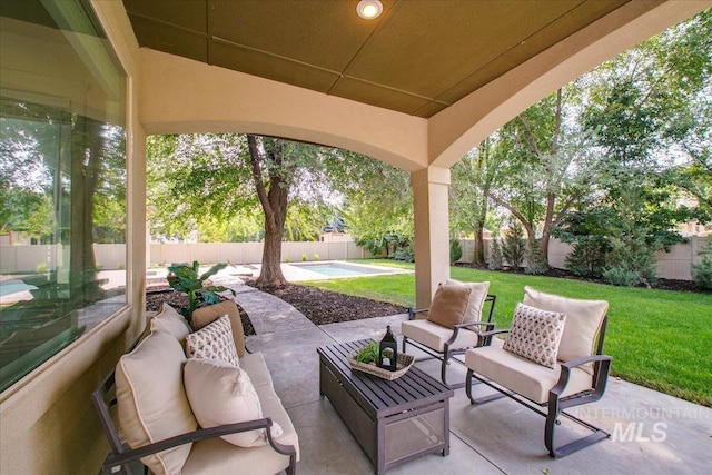 view of patio / terrace featuring an outdoor living space