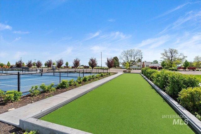 203 S Fusion Ave, Kuna, ID 83634 - view of tennis court with fence and a bocce ball area