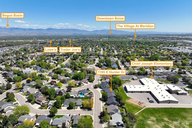 bird's eye view of a mountain backdrop