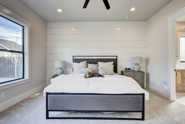 4219 W Thornapple Dr, Meridian, ID 83646 - bedroom with multiple windows, carpet flooring, ensuite bathroom, and recessed lighting
