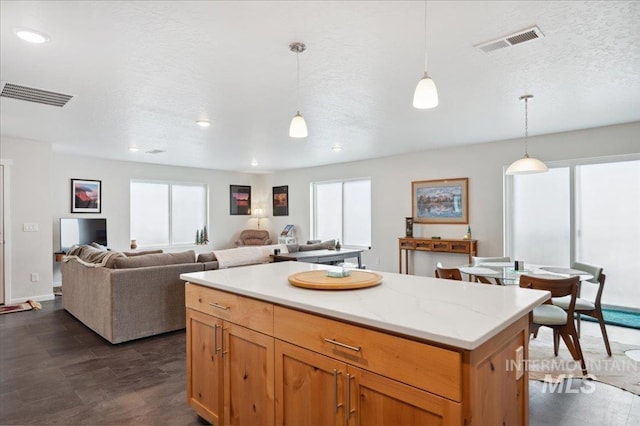 403 Antonette Cir, Cascade, ID 83611 - kitchen featuring healthy amount of natural light, hanging light fixtures, recessed lighting, a center island, and open floor plan